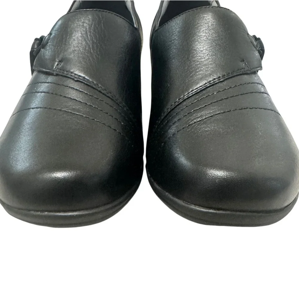 Dansko Franny Comfort Shoes Womens 8W Black Milled Nappa Leather Slip On Loafer